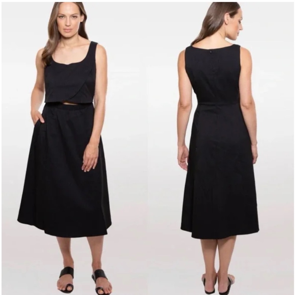 Madri Nursing Dress Black with Pinstripes NWT Medium